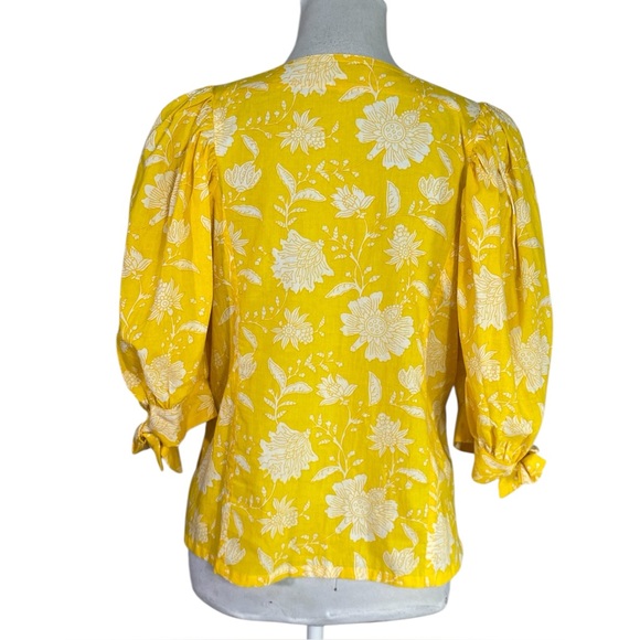 Mille Resort & Travel Evelyn Top Yellow Zinnia XS 100% Cotton Button Front - Picture 5 of 8